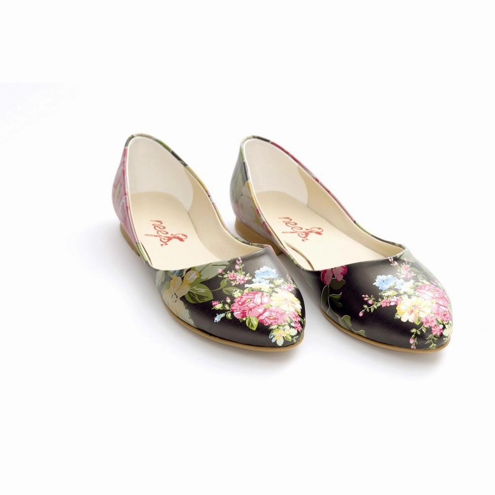 Flowers Ballerinas Shoes NSS356 Cushioned heel