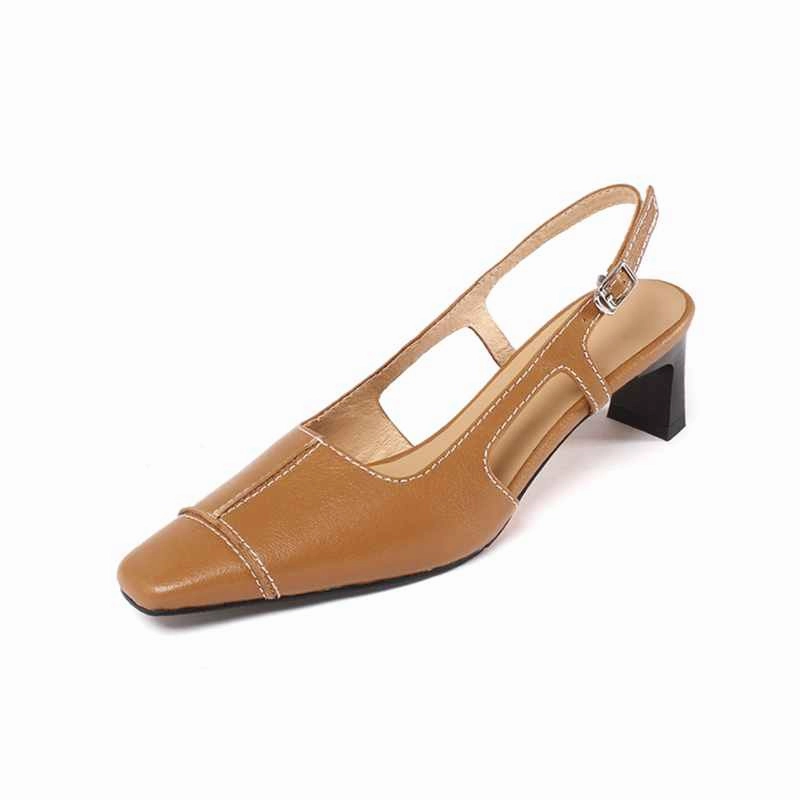 Ziyi Women's High Quality Square Toe Genuine Leather Black Sandal Best Asics Shoes For Support